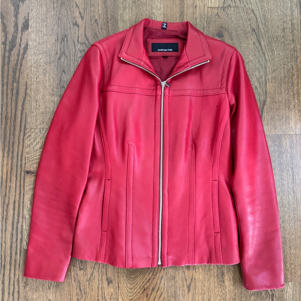 Jones New York Genuine Leather Jacket - Red